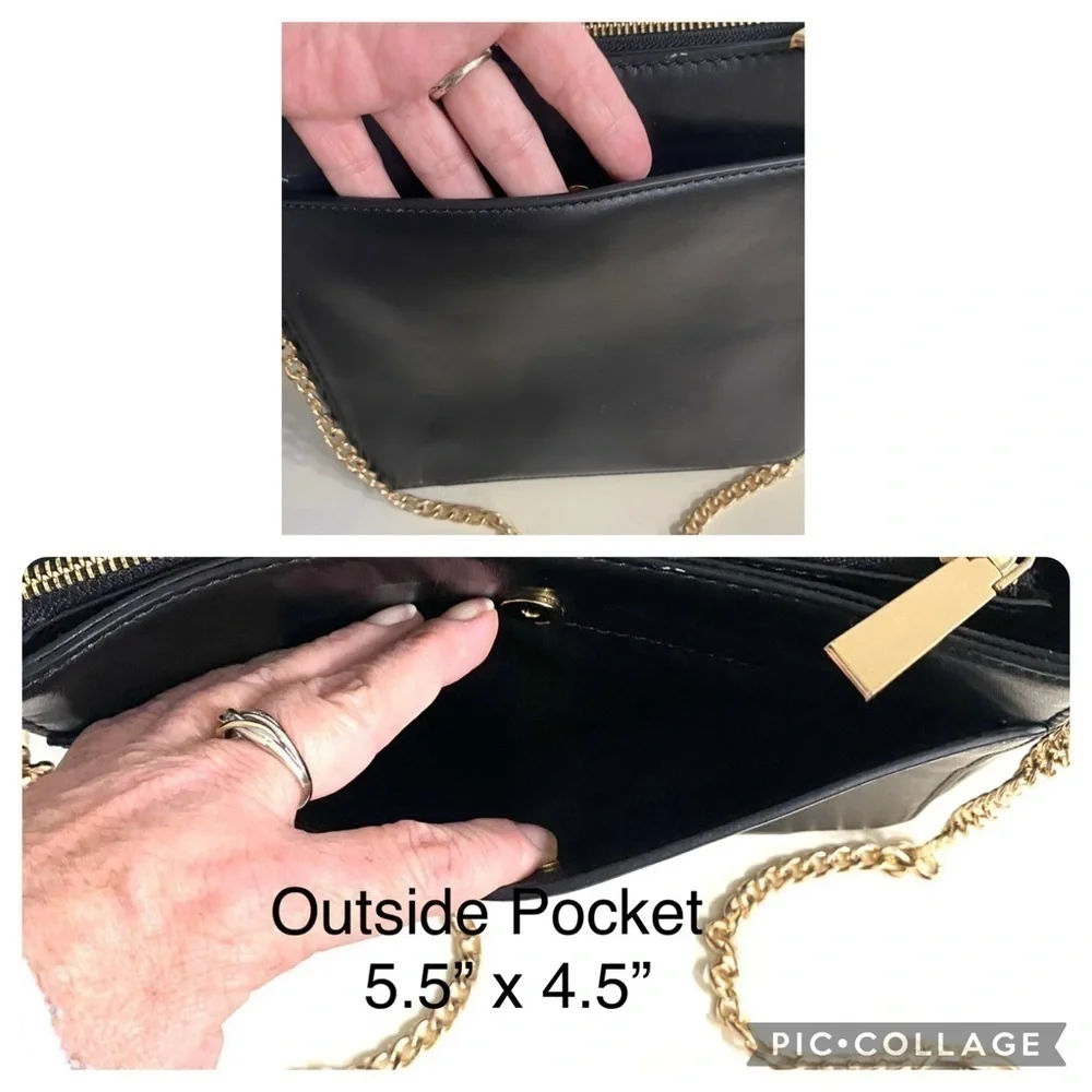 MICHAEL KORS Gloria Soft Leather Front Pocket Black Crossbody - Picture 15 of 17